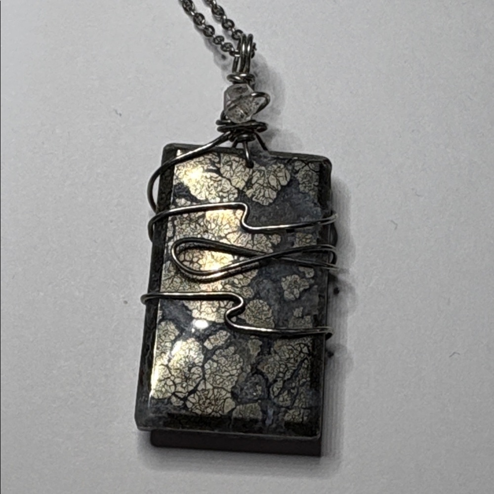 Pyrite, Clear Quartz and Herkimer Diamond Necklace for Abundance